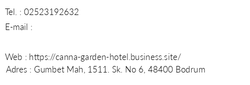 Canna Garden Hotel telefon numaralar, faks, e-mail, posta adresi ve iletiim bilgileri